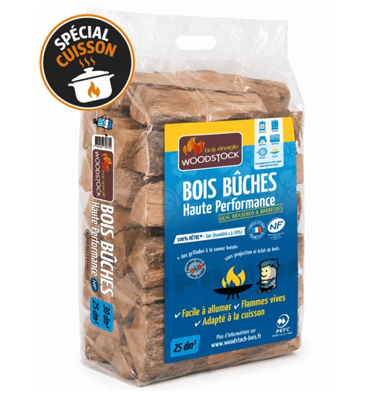 Sac de bûches de 30cm en 100% hêtre Woodstock (25dmᶟ)