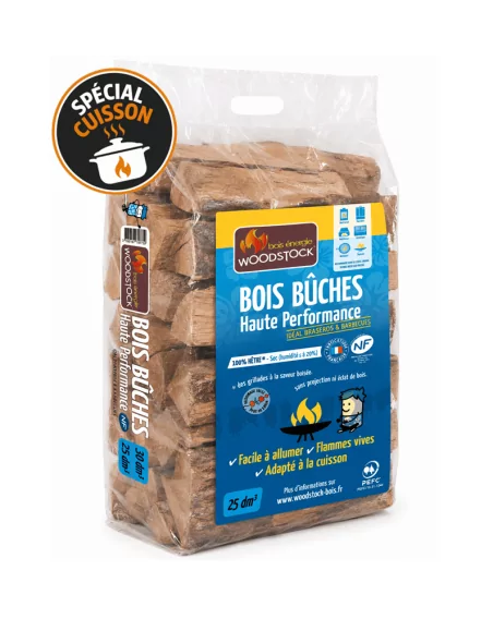 Sac de bûches de 30cm en 100% hêtre Woodstock (25dmᶟ)