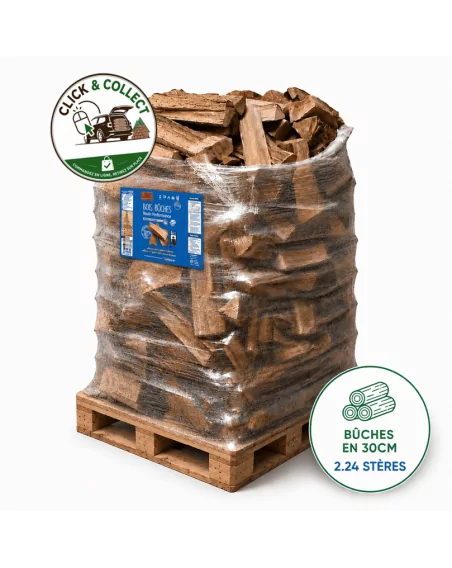 Bois de chauffage sur palette WOODSTOCK, bûches en 30cm (1.48 m³-2.24 stères)