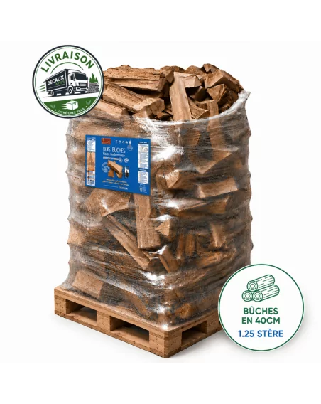 Bois de chauffage sur palette WOODSTOCK, bûches en 40cm (0.92 m³-1.25 stère)
